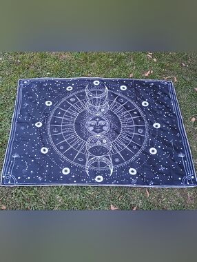 2/$20 Celestial Moon & Zodiac Tapestry - Black and White